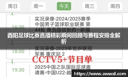 酉阳足球比赛直播精彩瞬间回顾与赛程安排全解析