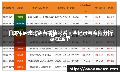 千城杯足球比赛直播精彩瞬间全记录与赛程分析尽在这里